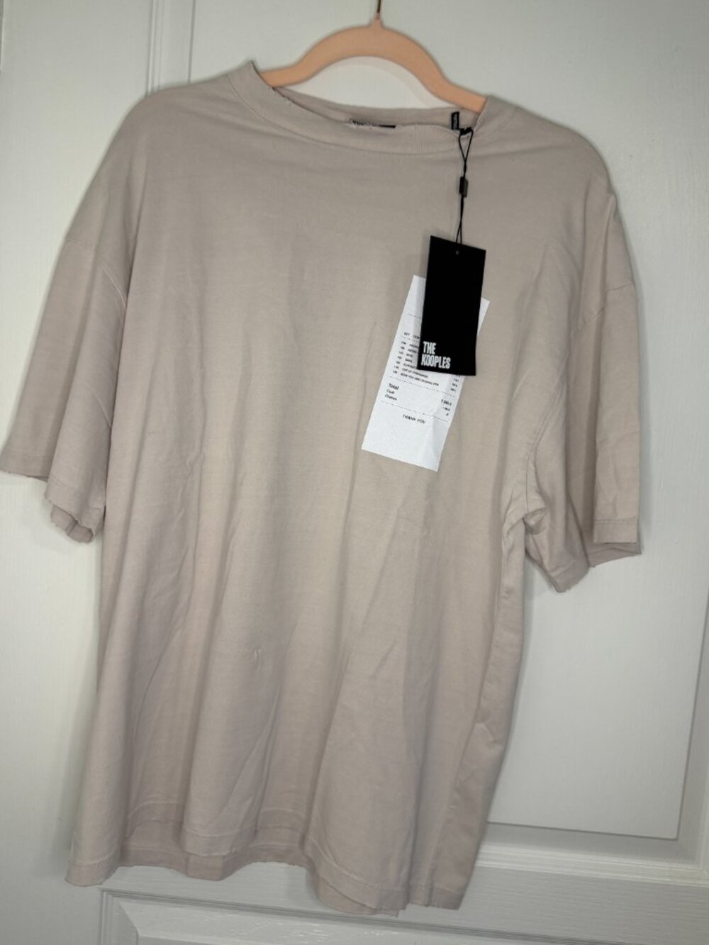 NWT The Kooples Receipt T-Shirt – Sand/White- Men's S/ Women's M- MSRP $195 - Picture 3 of 10